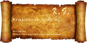 Krajcsirik Irén névjegykártya